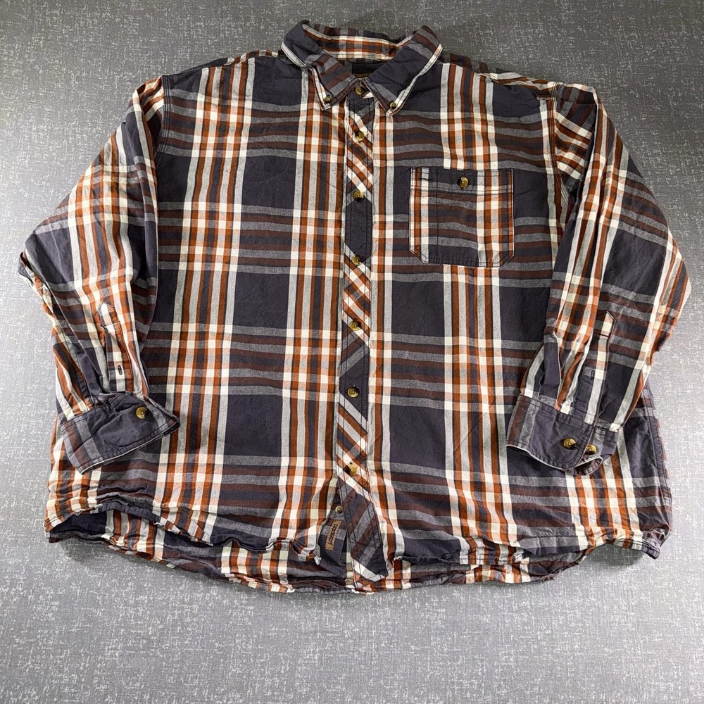 C.E. Schmidt Workwear Shirt Mens 3XL Gray Orange Plaid Button Up Workwear Casual